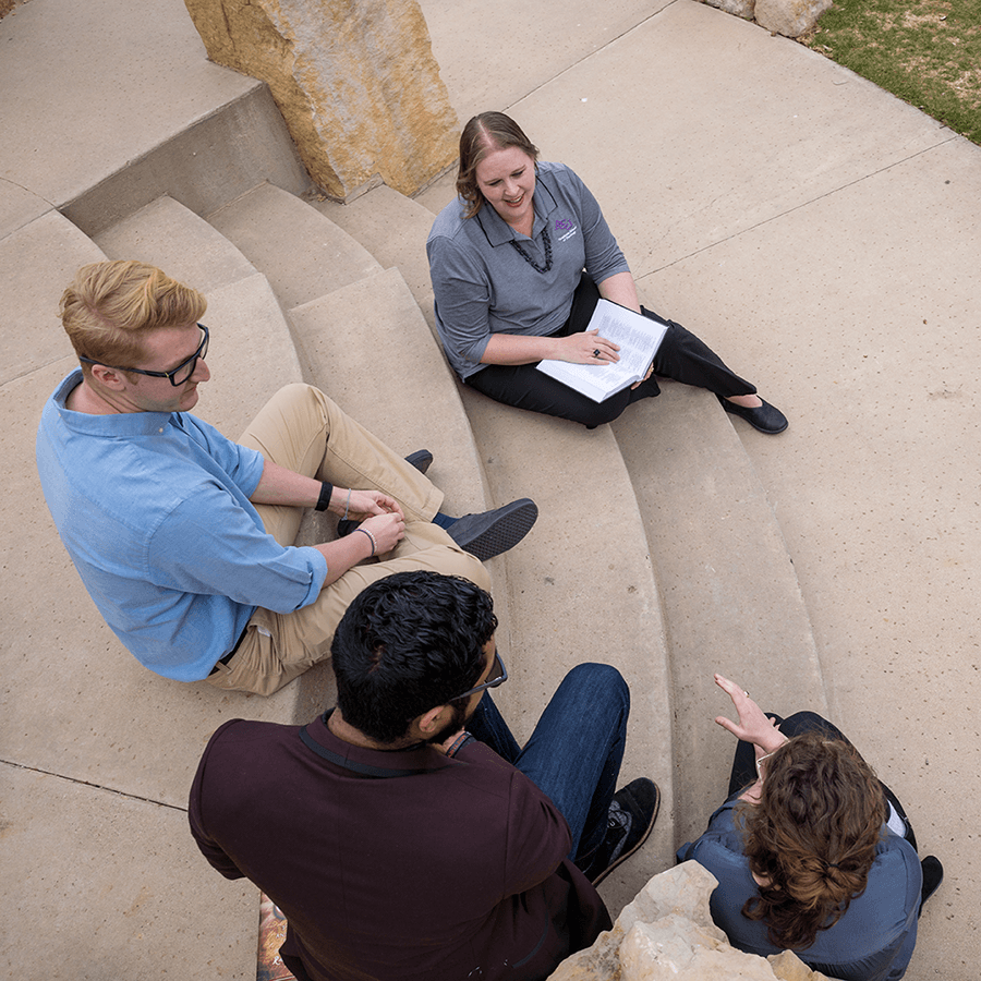 Group studying on steps