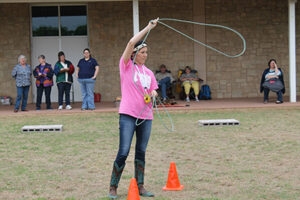 Yvette Torres shows off her roping skills.