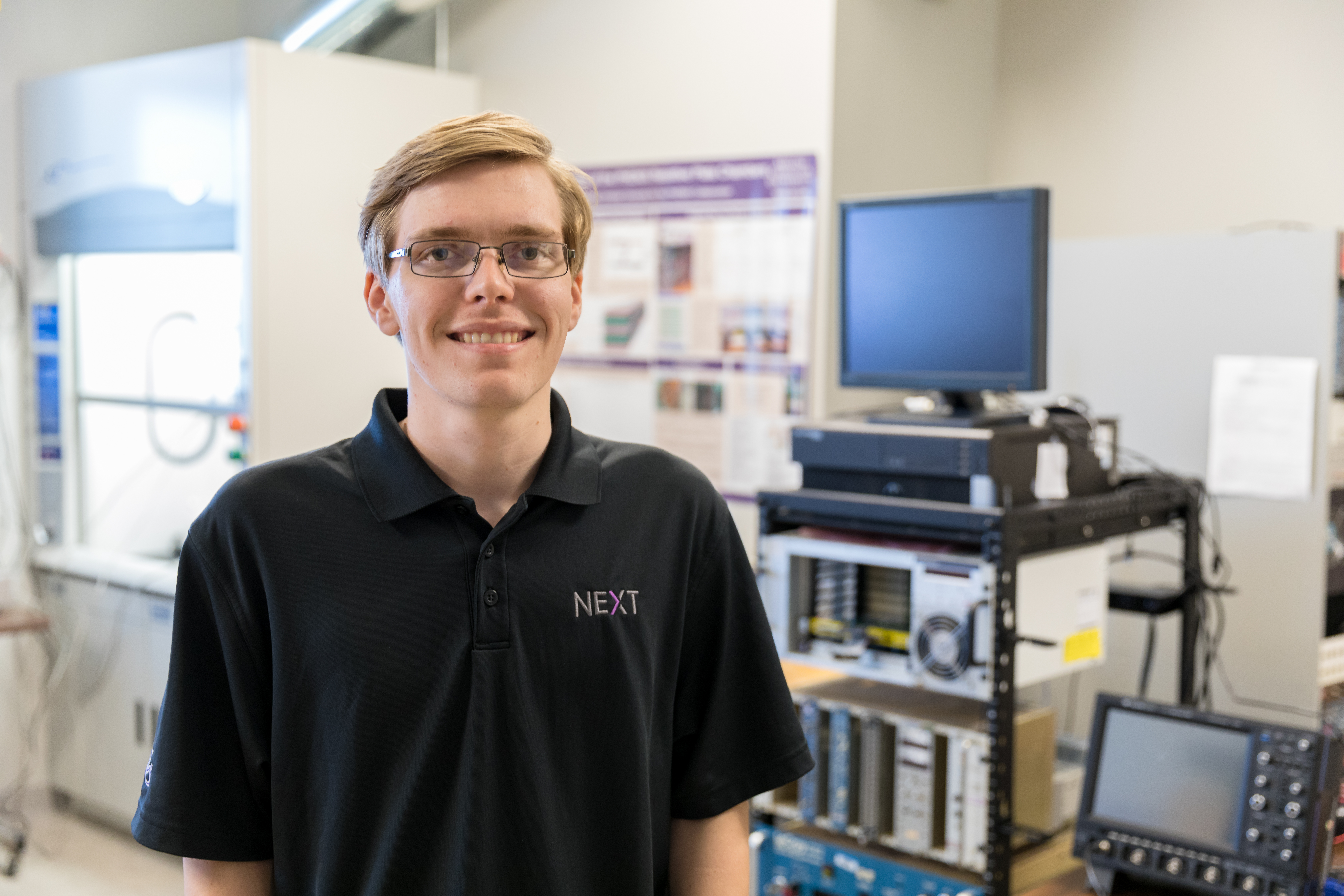 Caleb Hicks has conducted research at Fermi National Accelerator Laboratory near Chicago, Los Alamos National Laboratory in New Mexico, and now ACU's new Nuclear Energy eXperimental Testing (NEXT) Lab.
