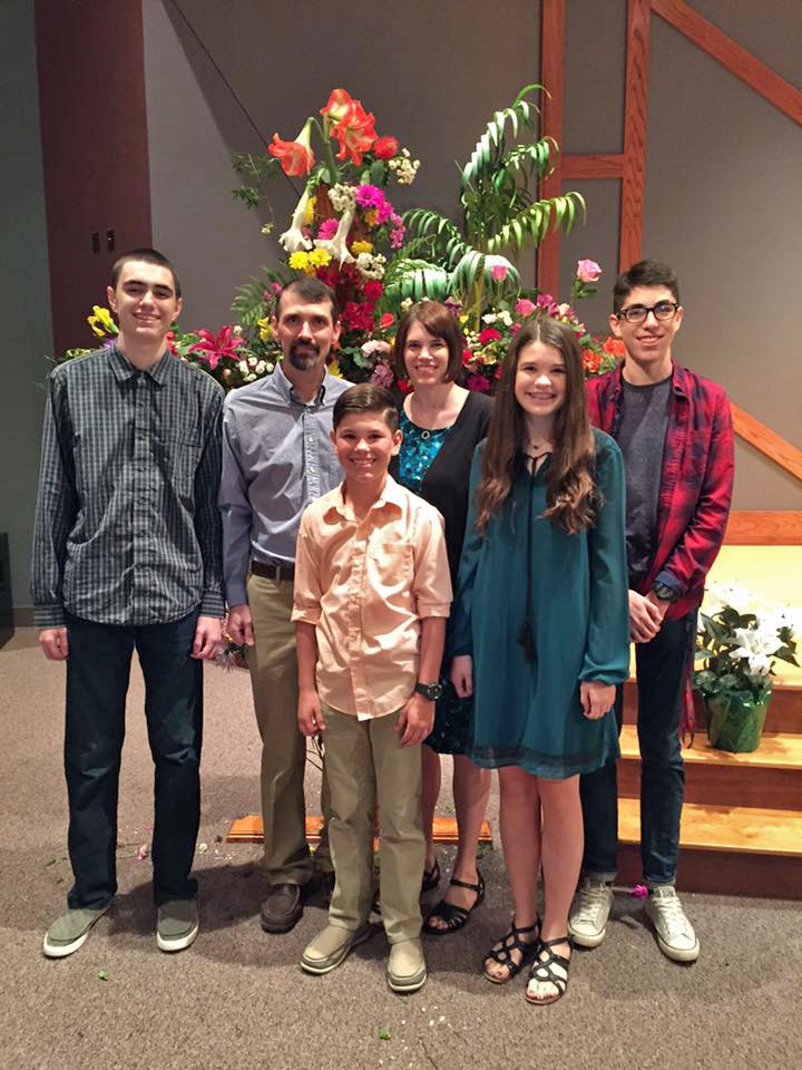Danny Mercer, preaching minister at Friendswood Church of Christ near Houston, with his family