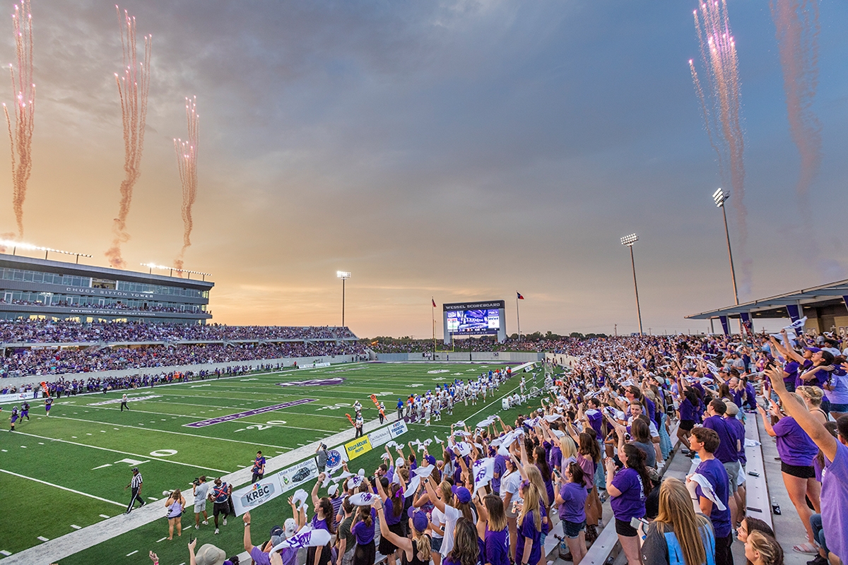 Fireworks signal a Wildcat touchdown in the 24-3 Grand Opening win against  Southland Conference rival Houston Baptist University on Sept. 16, 2017.