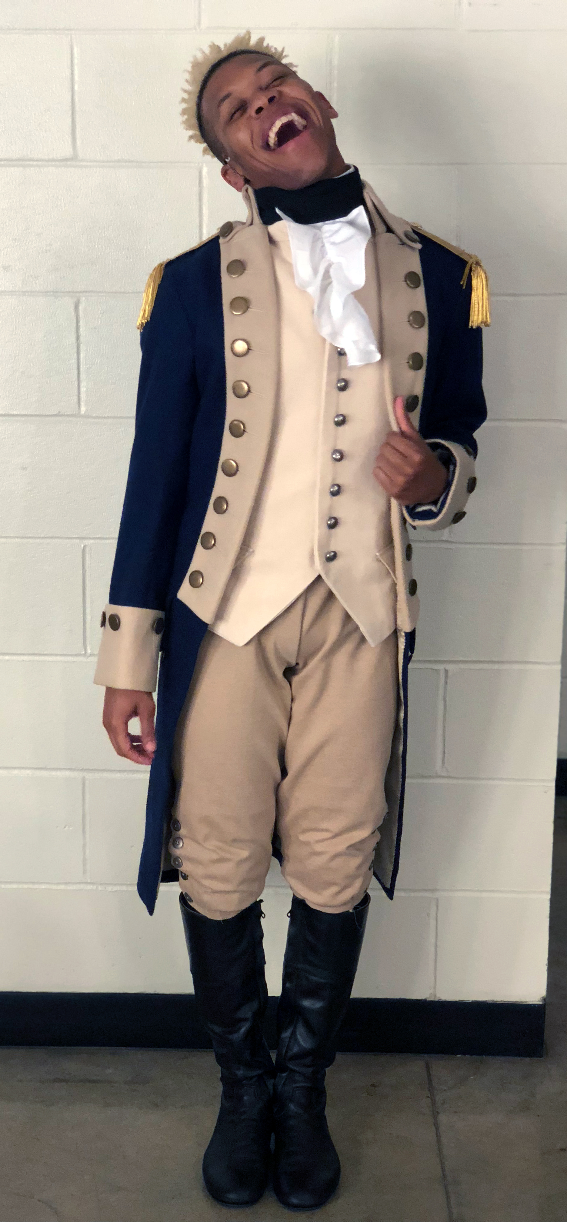 Eean Cochran in his costume for Hamilton