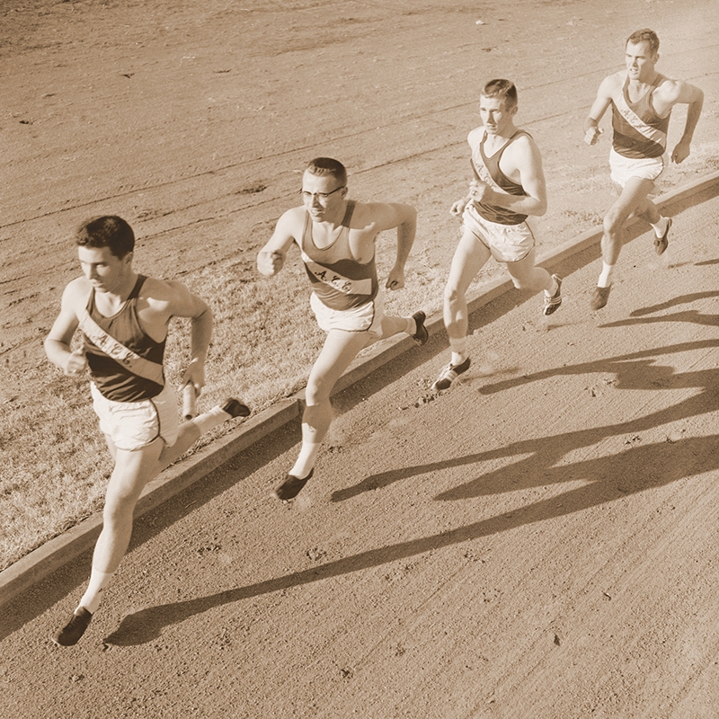 The Wildcats’ 440-yard relay team of Waymon Griggs (’59), Bill Woodhouse (’59), James Segrest (’59) and Morrow set four world records as student-athletes at ACU.