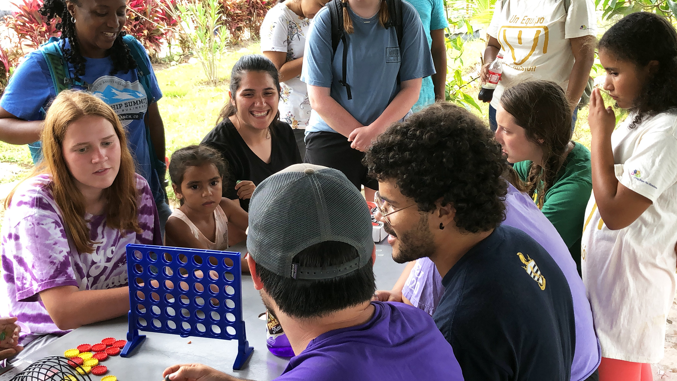 ACU students play with the girls at Nanny’s Casa, one of the homes operated by Living Hope. Pictured here are Chelsey Powers, Maggie Eich and Victoria Cheshire (from left back), and Josh Beck and Nate Hartin (from left front).